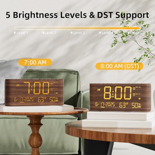 Raynic Digital Alarm Clock, 8.7" Large LED Display, Dual Alarms for Bedroom - Image 5