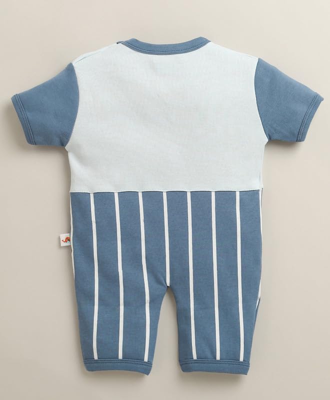 Image of BUMZEE Boys Regular Fit Half Sleeves Round Neck Cotton Romper With Attached Bow