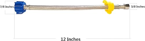 Miniatura 3 de Klabb Extensión de línea de suministro de inodoro de 12 pulgadas, compresión hembra de 38" x rosca de válvula de bola hembra de 78", manguera