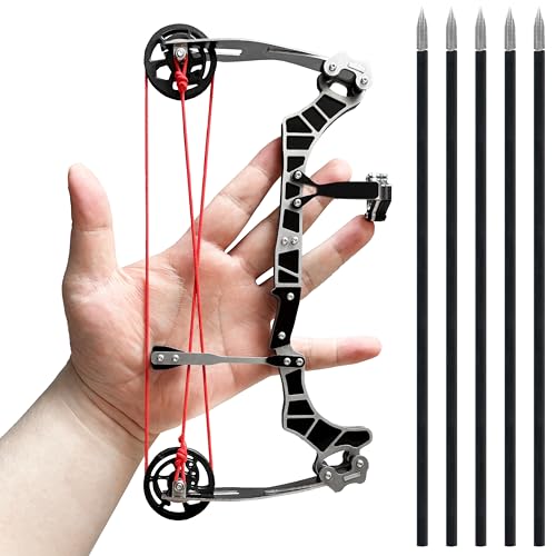 Archery Set Compound Bow Slider Bow Outdoor Recreation Competition Training with 5 Arrows Mini Size 9.5 inches