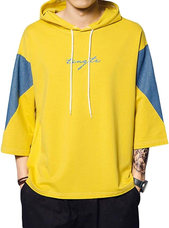 Amazon Yffushi パーカー メンズ 春夏服 パーカー メンズ 大きいサイズ S 4xl 男女兼用 七分袖 薄手 フィード付き カジュアル Tシャツ カットソー 通販