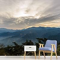 Wall Mural Sunset Sunrise Background Nature Scenery Removable Self-Adhesive Wallpaper Wall Decoration for Bedroom Living Room - 66x96 inches