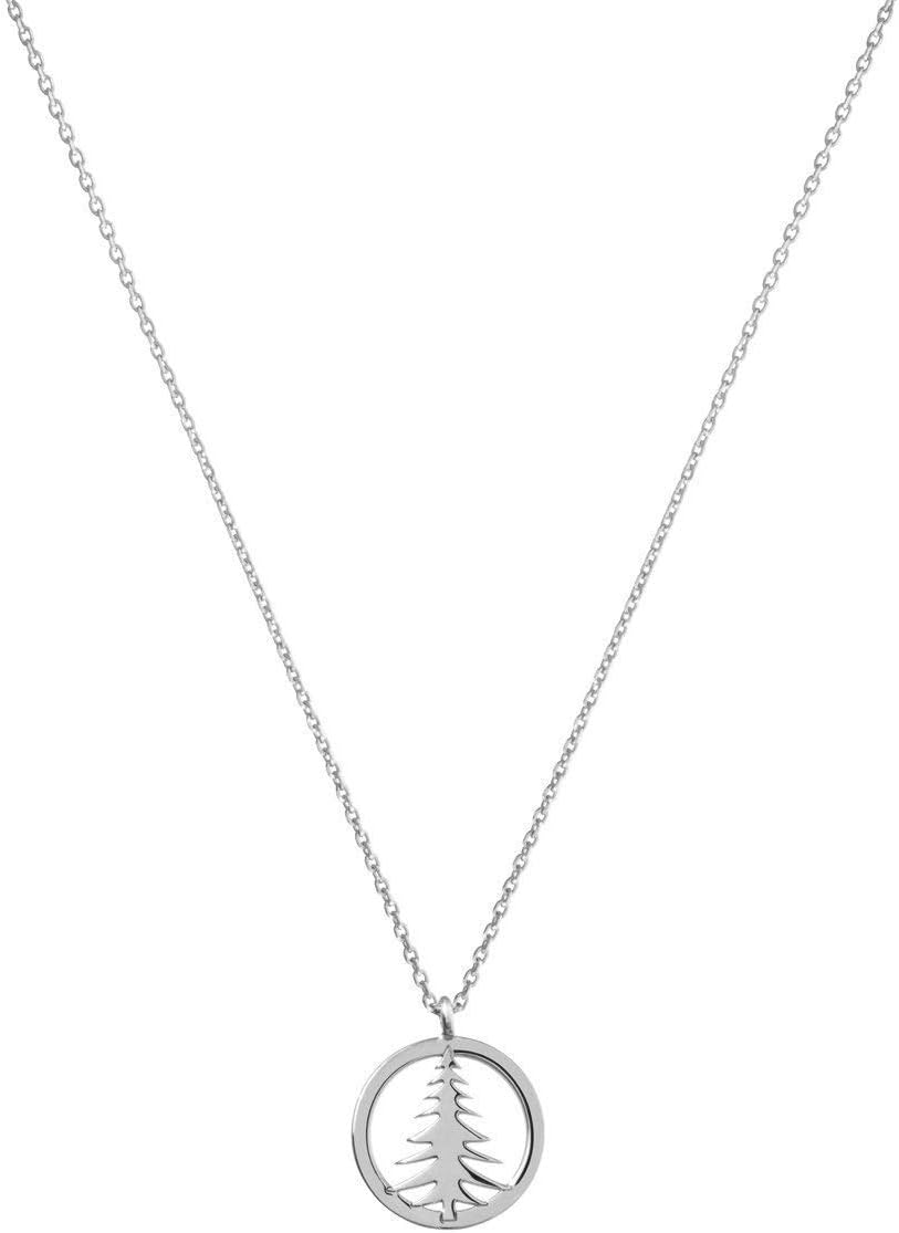 Gold Pine Tree Charm, 9K 14K 18K Gold Necklace, Rose Gold, Festive Pendant, Gift For Her/code: 0.002