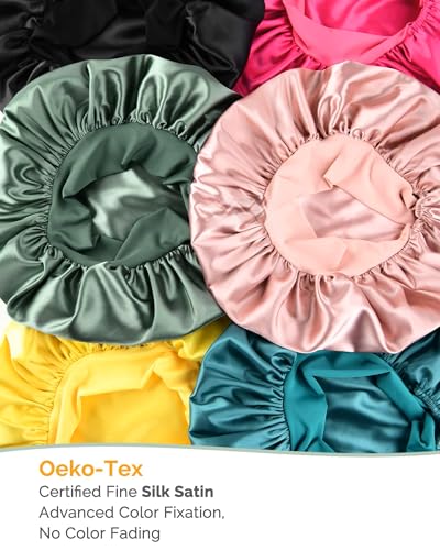 BEST Blush Pink Adjustable Silk Bonnet for Sleeping Women Double Layer Satin Bonnet Reduce Friction Prevent Frizz Curly Hair