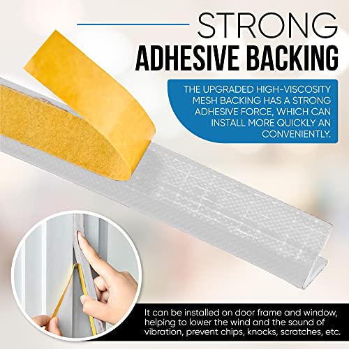 Adhesive V Shape Weather Stripping Weatherstrip, Flex Seal Strip Foam Door Frame Insulation Side Jamb Bottom Groove Gap Filler Soundproof V Weatherstripping (White, 1/2 In X 1/2 In X 26 Ft) #TOP3