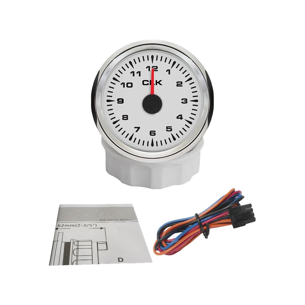 ELING 52 mm miernik zegara 12 godzin wyświetlacz formatu z 8 kolorami podświetlenia do skutera samochodowego uniwersalny 12 V 24 V