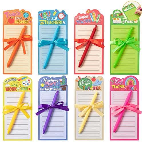 8 Sets lustige Lehrer-Notizblöcke mit Stift, Lehrer, Wertschätzung, Geschenke, farbige Einkaufsliste, To-Do-Notizen für Schule, Büro, Weihnachten, Lehrertag, Geburtstagsgeschenk Cover