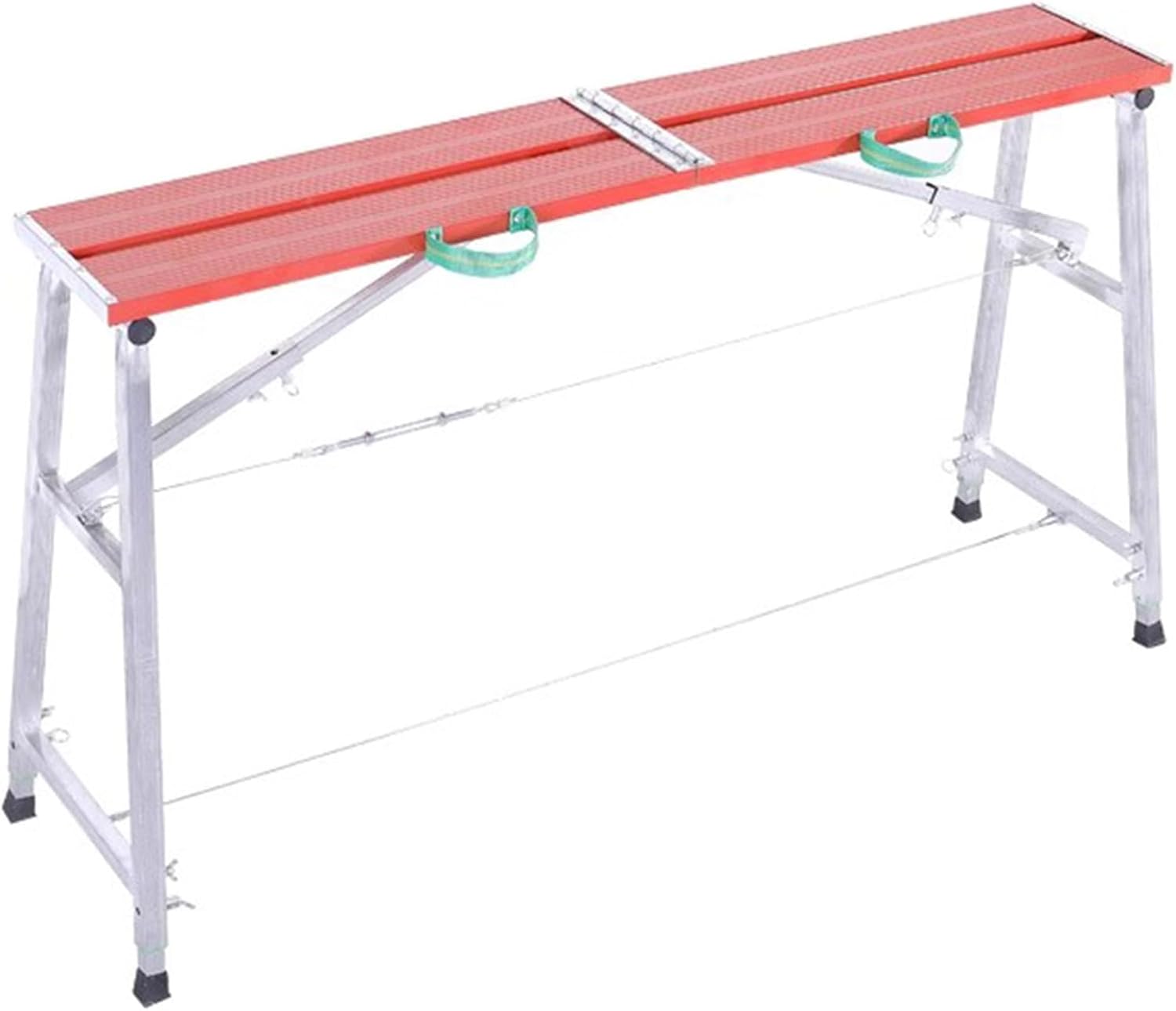 Metal Scaffold Platform, Scaffolding Ladder, Adjustable Height Folding Work Platform 330 LBS Load Capacity, for House Renovation, High Place Work