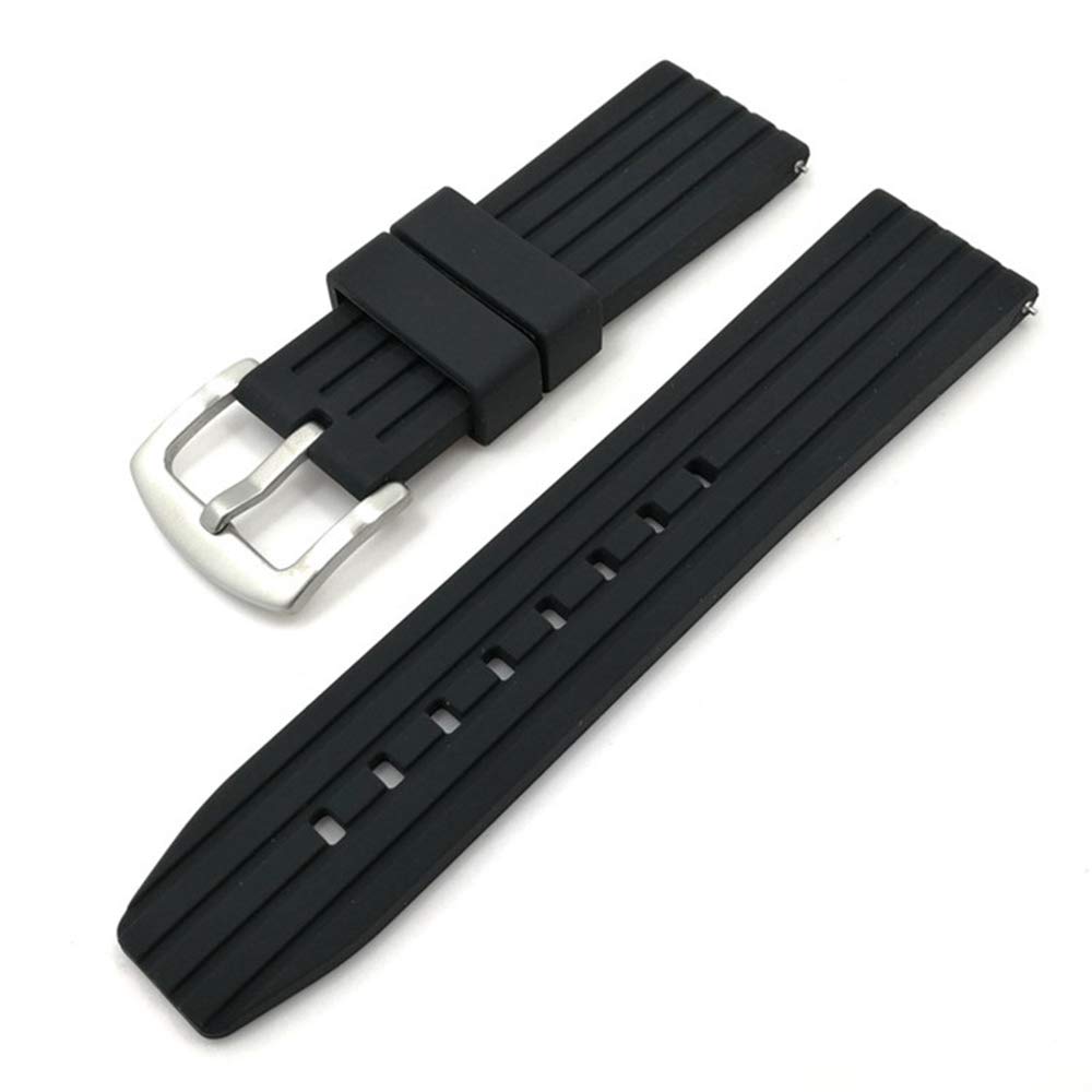 EwatchAccessories 20mm Watch Strap Silicone Soft Rubber Black Watch Band for Men and Women Rubber Waffle Strap Suitable (B08DRD6GX8) Amazon Price History, Amazon Price Tracker