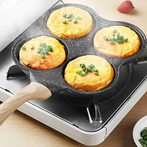 Poêle à omelette à fond plat à quatre trous antiadhésive et robuste