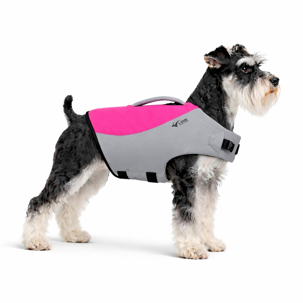 Dog Life Jacket, Sport Style Dog Float Coat with Excellent Buoyancy, Stylish Dog Swimming Safety Vest with Rescue Handle for Small Medium Large Dogs Rosered M — image 1