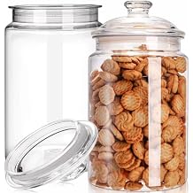 Goaste 2 Pack 130 oz Large Cookie Jar with Lid, Clear Acrylic Candy Jar Unbreakable, Airtight Food Storage Canister, Decorative Plastic Apothecary Jar with Silicone Sealing Ring for Dog Treats, Snacks