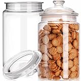 Goaste 2 Pack 130 oz Large Cookie Jar with Lid, Clear Acrylic Candy Jar Unbreakable, Airtight Food Storage Canister, Decorative Plastic Apothecary Jar with Silicone Sealing Ring for Dog Treats, Snacks