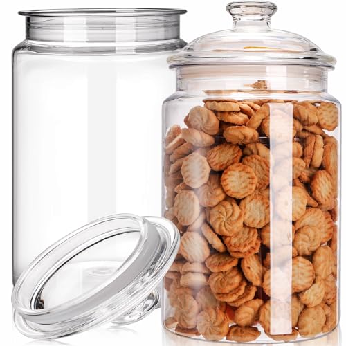 Goaste 2 Pack 130 oz Large Cookie Jar with Lid Clear Acrylic Candy Jar Unbreakable Airtight Food Storage Canister Decorative Plastic Apothecary Jar with Silicone Sealing Ring for Dog Treats Snacks