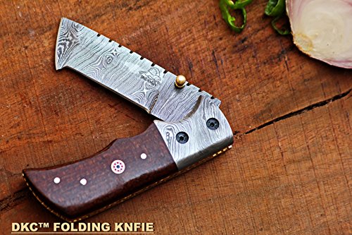Dkc Knives Dkc-27-Bm-Ds-Pc Wizard Pocket Clip Brown Micarta 7" Long, 4" Folded 6Oz Damascus Tanto Folding Pocket Hunting Knife Tm (Brown Micarta) #TOP7