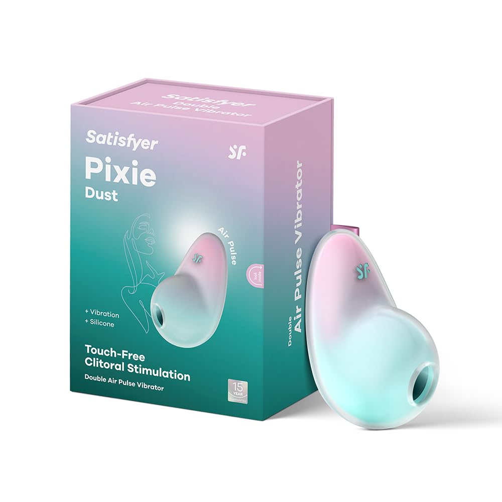 Satisfyer Pixie Dust | 9 cm | Air Pulse Technology | Clitoral Stimulation | 2 Separately Controllable Motors | 11 Pressure Wave Patterns | 12 Vibration Programs | Waterproof (IPX7), Colour:Mint