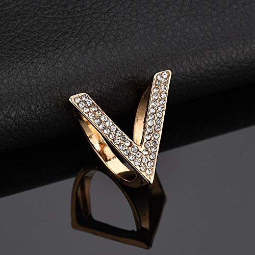 Chris.W Fashion Rhinestone Scarf Rings Clips for Women, Letter V Scarves Holder Buckel, Pack of 2(Silver + Gold) -Valentine‘s Gift4
