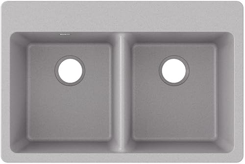 Elkay Quartz Classic ELG3322GS0 Greystone - Fregadero de montaje superior con doble cuenco