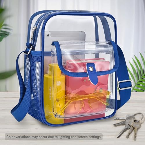 Image of SPODEARS Clear Crossbody Bag for Stadium, Concert, Festival & More - Adjustable Shoulder Strap & Bottle Holder