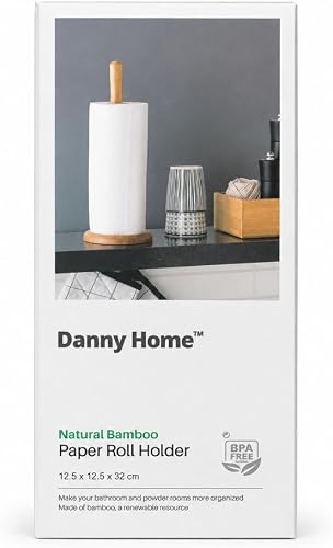 Natural Bamboo Paper Roll Holder, 12.5 x 12.5 x 32 cm | BPA Free, Freestanding Design