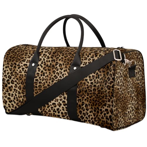 Travel Duffle Bag Women, Animal Leopard Skin Gym Bag Sports Bag, Lightweight Waterproof Foldable Overnight Bag, Carry on Shoulder Tote Bags for Hospital Maternity Mommy Gym