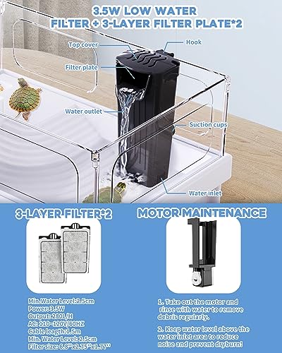 Moonorange MO-TURTLE TANK SKIT Small Turtle Tank Kit(Tank+Light+Filter), Acrylic Turtle Tank Starter Kit thumb #4