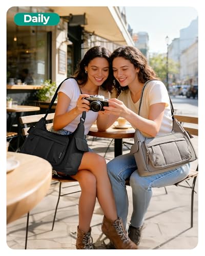 Image of BAGSMART 2 in 1 Puffy Camera Bag for Photographer Everyday Shoulder Bag | Camera Sling Bag with Pockets Crossbody Bag Digital Camera Case for DSLR /Mirrorless Black