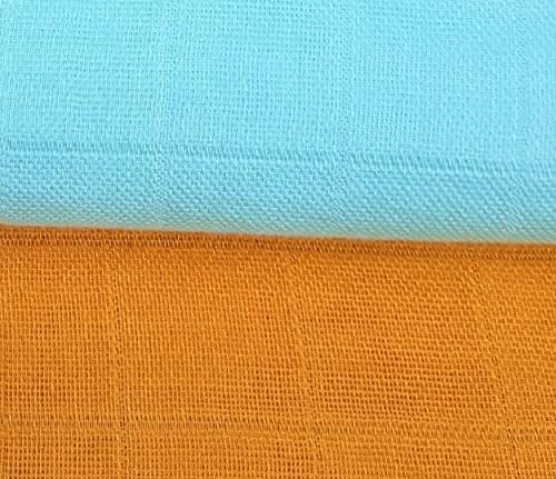 U.S Gift baby boy or girl,2 extra-large (120x120cm) & 4 large (60-60cm) luxury bamboo/organic cotton muslin swaddle/receiving blankets & dry lavender bag,gift-boxed,Blue Orange Green Grey Brown Peach