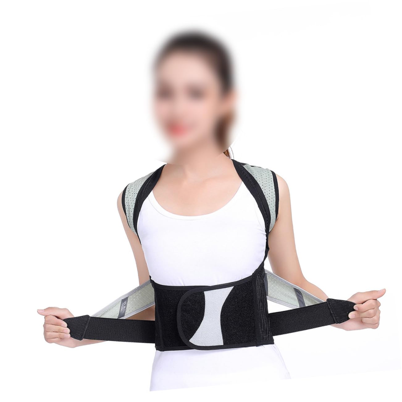 IWOWHERO Sitting Posture Belt Hunchback Brace Upper Brace Back Shoulder Belt Posture Support Back Correct Posture Belt Practical Back Strap Posture Straightener Posture Helper Black