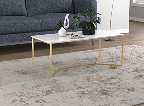 Safdie Coffee Table 44L Marble Gold Metal Safdie Coffee Table 44L Marble Gold Metal