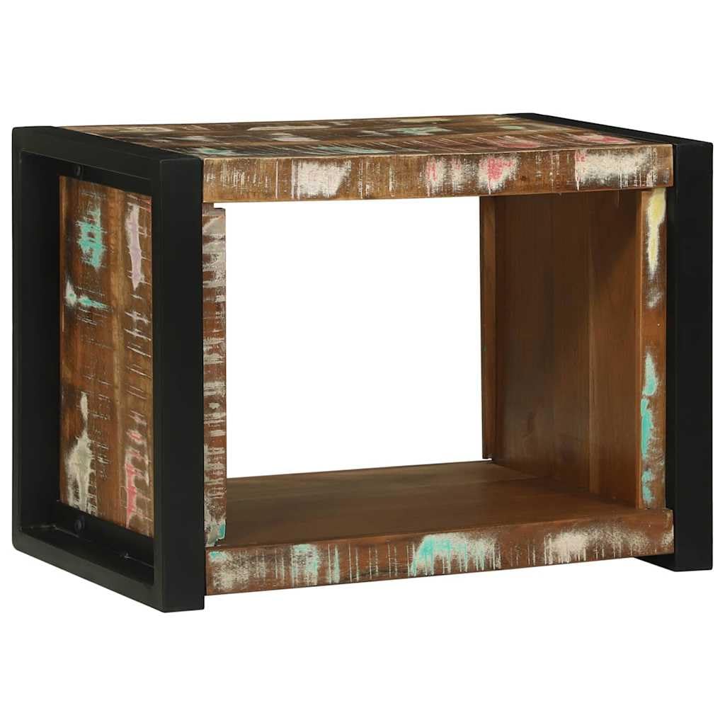 vidaXL Cube Mural Marron 55 x 35 x 40 cm Bois Recyclé Solide, Salon, étagère rectangulaire Moderne, Rangement Mural, Cube Minimaliste, déco Fonctionnelle et stylée