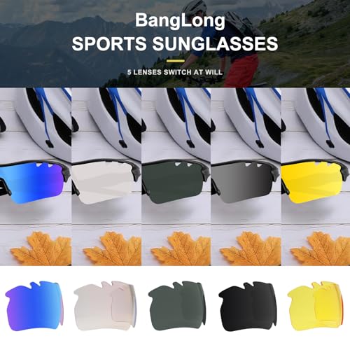 Image of BangLong Polarized UV400 Sports Sunglasses with 5 Lenses for Men Women