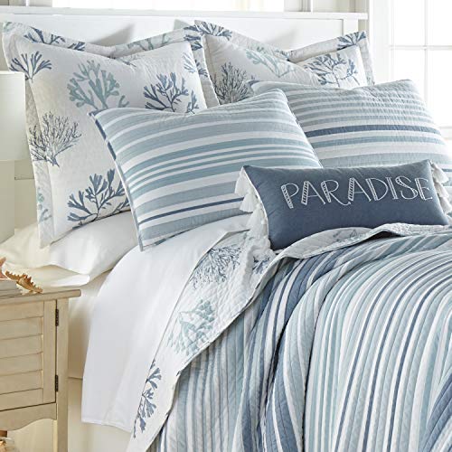 Parure de lit King size Levtex Home Truro bleue à rayures pour chambre parentale élégante