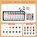 24 Color Mini Watercolor Paint Set, Portable Travel Art Kit with Walnut 8-Grid Wooden Palette, 12 Tubes & 12 Glitter Solid Paints, Sketchbook, 12 Brushes & Metal Clip, Gift for Painter Beginner Artist