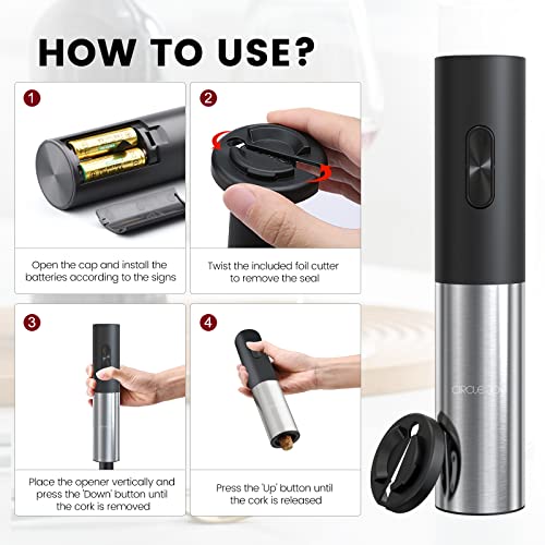 Miniatura 3 de Circle Joy Sacacorchos Eléctrico Abridor De Vino Automático, Extractor De Vino Motorizado A Batería Con Cortador De Lámina Bloqueable, Pilas No Incluidas