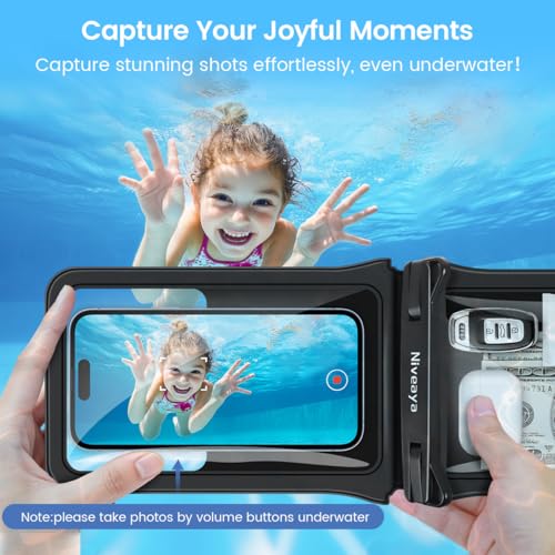 Niveaya Double Space Large Waterproof Phone Pouch 2 Pack up to 8 3 Black - image 4