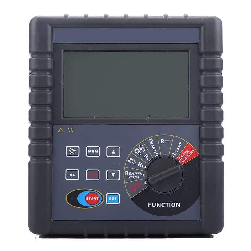 Double Clamp Earth Resistance Tester Grounding Resistance Meter with Measuring Range AC 0.00mA~600A Testing Voltage 0.0~100V