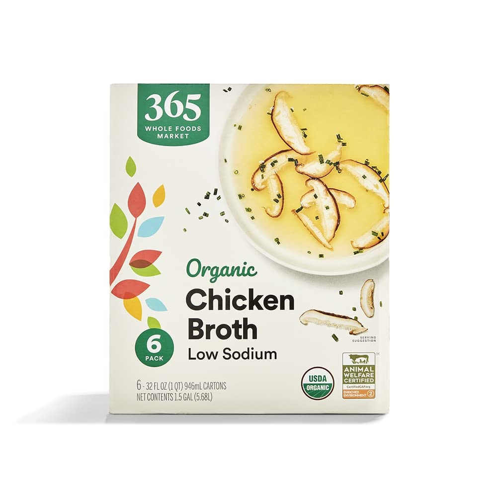 Photo 1 of 365 by Whole Foods Market, Organic Low Sodium Chicken Broth 6 Pack, 32 Fl Oz 5.33 Ounce (Pack of 6)