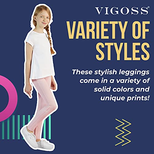 Vigoss Girls' Active Leggings - 4 Pack Comfort Stretch, Yoga Performance Leggings For Girls (2T - 16), Size 7, Asst2 #TOP3