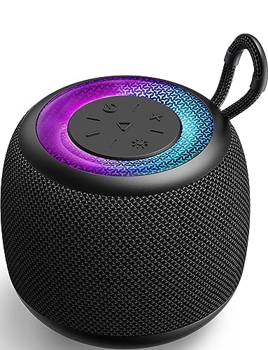 LENRUE Bluetooth Speaker Mini Portable Wireless Outdoor Speaker with RGB Lights 360° Surround Stereo Bass Bluetooth V5.3 Small Pocket Shower Speakers for iPhone Samsung Bath Garden Home