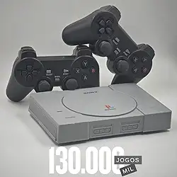 Console Retrô PSX com 130 mil jogos na memória + 2 Controles diversos Games e Jogos com 700 Jogos PS1 - Black (Cinza)