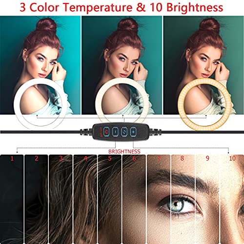 Ringlicht Laptop, POTOK 6.3" Videokonferenz Licht Ring Light mit Stativ und Clip für YouTube Live-Stream Selfie Portrait Volg Schminken – Bild 5
