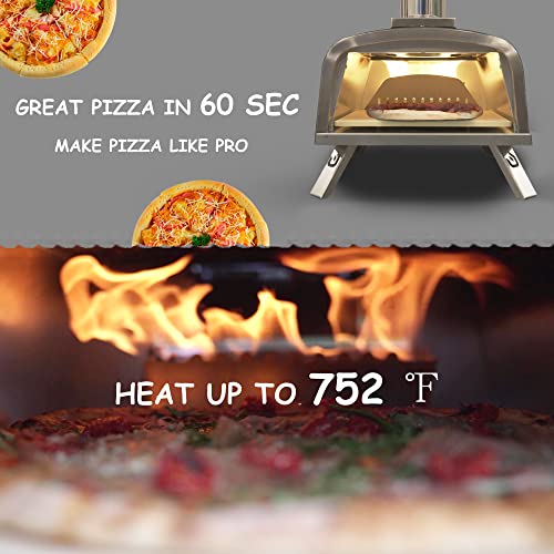 Pizzello Outdoor Pizza Oven Propane & Wood Fired Stainless Steel Pizza Grill With Gas Burner, Wood Tray Pizza Stone, Pizza Peel, Carry Bag, Pizzello Forte Gas (Black) #TOP1