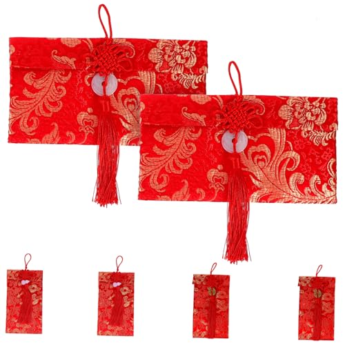 Generic 6個入り 赤い封筒 春節 結婚式 ? 2024年旧正月対応 布製マネーパケット 刺繍デザイン 幸福祈願 ギフト用
