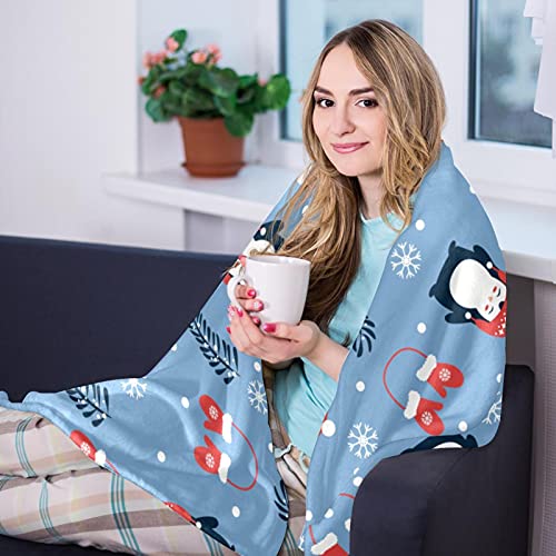 Couverture pingouin de Noël plaid doux chaud haute densité 150x100cm - 8