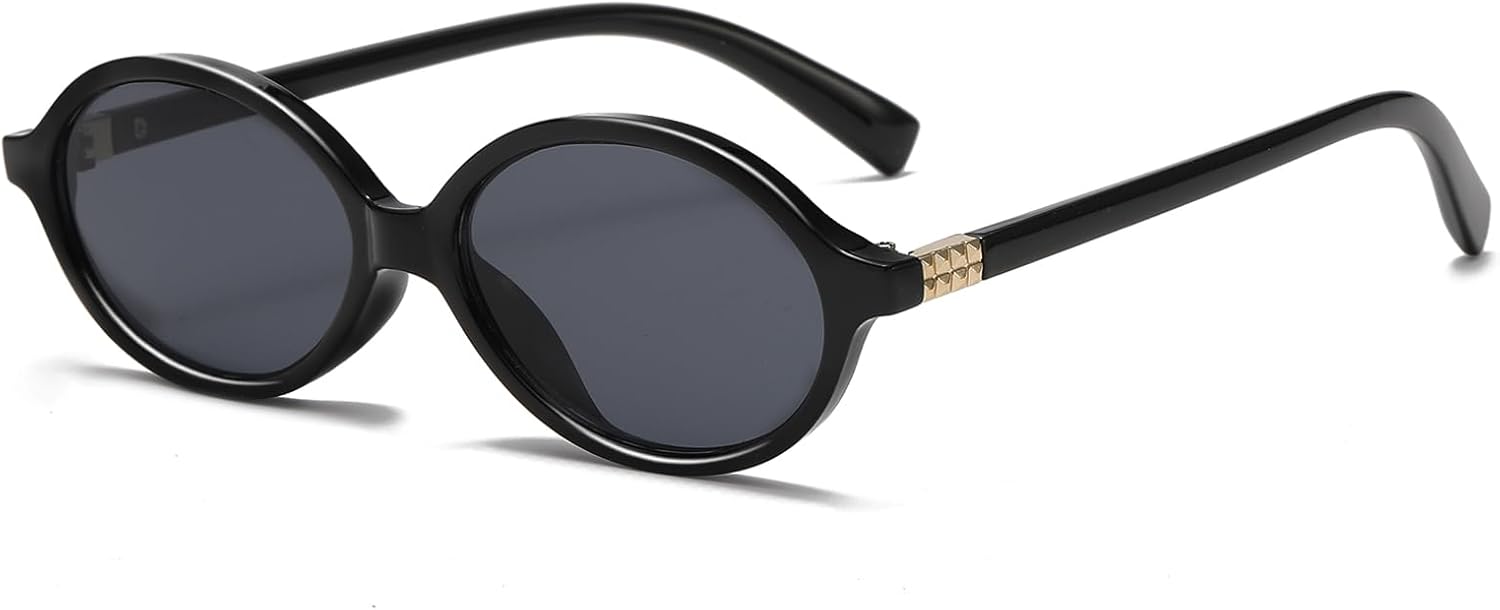 Retro Oval Sunglasses for Women Men Trendy Round Tortoise Sun Glasses 90s Vintage Shades