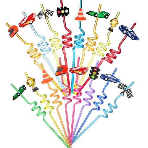 16pcs Beach Drinking Straws for Kids, BetterJonny Ocean Creature Drinking Straws Silly Swirly Straws Reusable Sea Animal Theme Straws for Kids Party Decorations