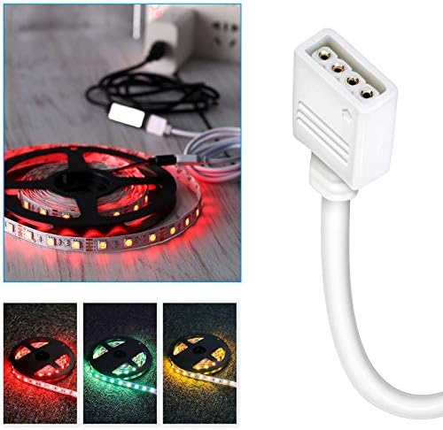 Aroidful 2Pcs 8.2ft/2.5M 4Pin LED Strip Light Extension Cable Wire, LED Cable Connector, RGB LED Connector Cable 4 Pin for 5050 3528 2835 RGB LED Strip