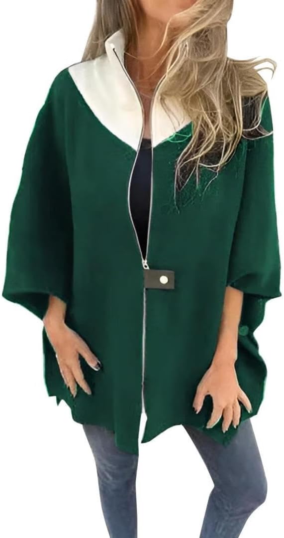 FMCHICO Womens Half Zip Sweatshirts Half Sleeve Color Block Hoodies Oversized Pullover Tops