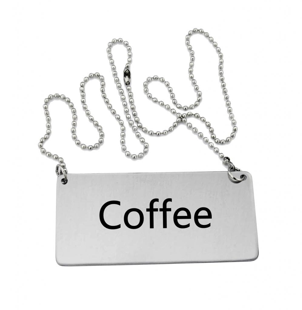 New Star Foodservice 27426 Stainless Steel Chain Sign, (Coffee), 3.5